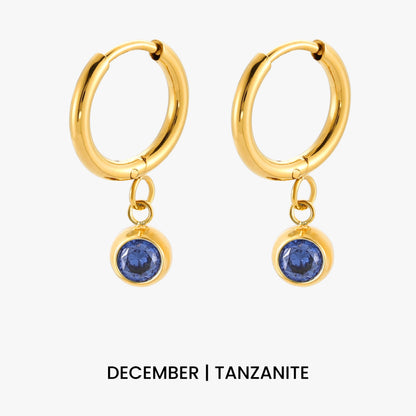 Birthstone Charm Hoops