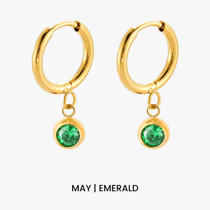 Birthstone Charm Hoops